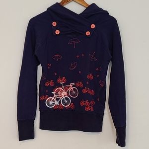 Umsteigen Wearable Art Navy Hoodie with Bicycle Print